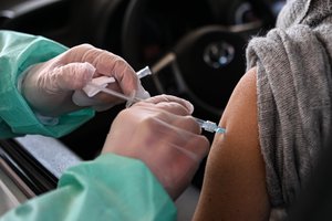 Drive through Covid-19 vaccinations in Milan, Italy