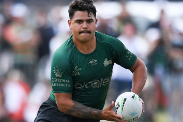 Latrell Mitchell at training South Sydney training on Tuesday.