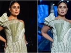 Kareena Kapoor in strapless Gaurav Gupta gown is a goddess at Lakme Fashion Week, see pics and video (HT Photo/Varinder Chawla, Instagram/@lakmefashionwk)