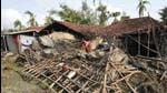 A house at Kakdwip in the Sunderbans damaged due to Cyclone Amphan in West Bengal. (HT Photo/File)