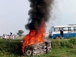 Farmers allege that minister’s Ashish Mishra was in the car that ran over people.(ANI file photo)