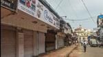 Shops closed during Maharashtra Bandh at Shaikh Memon street near Jama Masjid,Mumbai, on Monday. (Pratik Chorge/HT Photo)