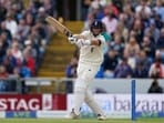 England captain Joe Root bats during the second day of third test cricket match between England and India, at Headingley cricket ground in Leeds, England, Thursday, Aug. 26, 2021. (AP Photo/Jon Super)(AP)