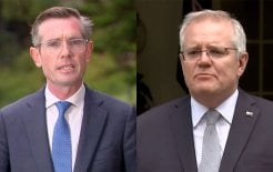 Composite image of NSW Premier Dominic Perrottet and Prime Minister Scott Morrison (images via ABC News)