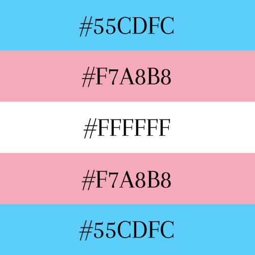 the blue pink and white trans flag with the specific hex color codes over each stripe.