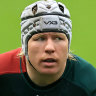 Nic Dolly playing for Leicester Tigers and, inset, for Eastwood in Sydney.