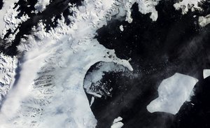 File - The Larsen B ice shelf began disintegrating around Jan. 31, 2002. Its eventual collapse into the Weddell Sea remains the largest in a series of Larsen ice shelf losses in recent decades