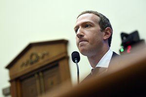 In this Oct. 23, 2019, file photo, Facebook Chief Executive Officer Mark Zuckerberg testifies before the House Financial Services Committee on Capitol Hill in Washington. Facebook's quasi-independent oversight board last week said the company was justified in suspending Trump because of his role in inciting deadly violence at the U.S. Capitol on Jan. 6, 2021.