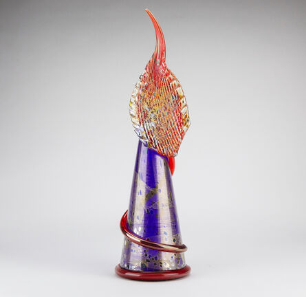 Dale Chihuly, ‘Dale Chihuly Midnight Blue Venetian with Red Feather Handblown Glass Art’, 1999