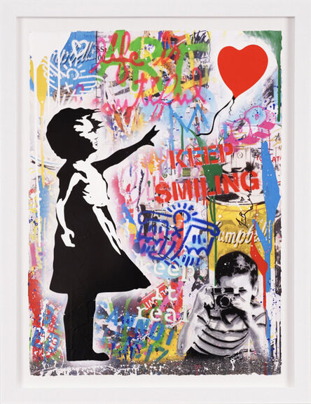 Mr. Brainwash, ‘ 'Balloon Girl' Keep Smiling, Street Art, Unique Painting’, 2021