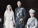 The wedding of the Duke of York and Lady Elizabeth Bowes-Lyon, 1923. The bride and bridegroom and their parents. The Earl and Countess of Strathmore, the Duchess and Duke of York, and King George V and Queen Mary. 