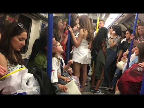 Crowded London Underground Metro Train during Rush Hour