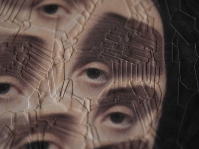 After Ingres, detail paper portrait detail studio collage eyes
