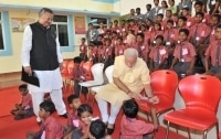 PM Modi interacting with children at Education City