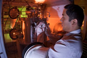 POSTDOCTORAL RESEARCHER PRADEEP MANANDHAR PREPARES A CHEMICAL VAPOR DEPOSITION SYSTEM FOR THE GROWTH OF NANOWIRES AT THE CENTER FOR INTEGRATED NANOTECHNOLOGIES