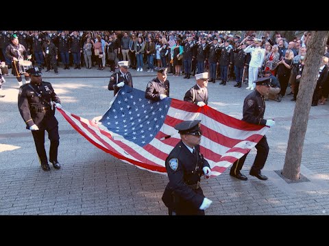 9/11 20th Anniversary: Procession And Moment Of Silence Held At Moment North Tower Was Struck