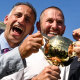 Racing’s gang of four celebrate their Melbourne Cup win. 