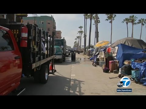 Crews clear out homeless encampments along Venice boardwalk I ABC7