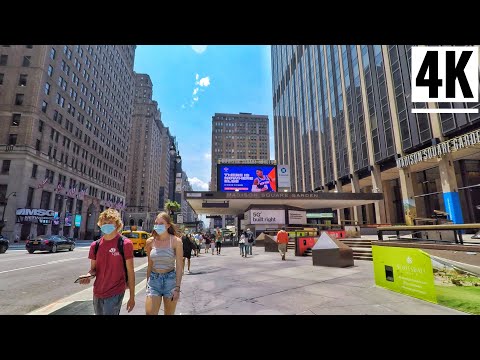 ⁴ᴷ⁶⁰ Walking Madison Square garden via Penn Station New York City 2020 New York City Reopening Tour