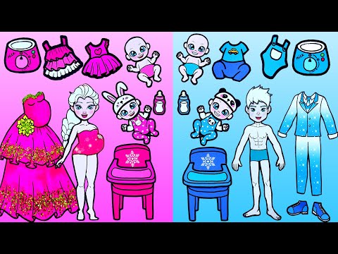 Paper Dolls Dress Up 🔴 Blue And Pink Decorate New Room Paper Crafts 🔴 WOA Doll Channel