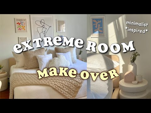 EXTREME ROOM MAKEOVER + TOUR! * minimalist & aesthetic, pinterest inspired* (huge transformation)