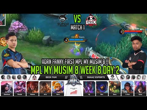 XORN FANNY FIRST MPL MY MUSIM 8 !! MATCH 1 GEEK FAM VS SUHAZ ESPORTS MPL MY MUSIM 8 WEEK 8 DAY 2