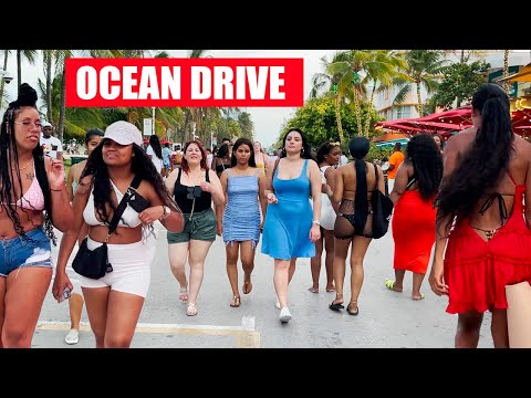 [4K] Walking OCEAN DRIVE Street in Miami South Beach Florida Summer 🌇 2021 Walk Tour