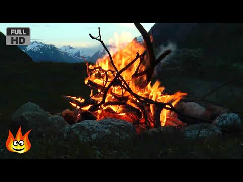 Crackling Mountain Campfire with Relaxing River, Wind and Fire Sounds (HD)