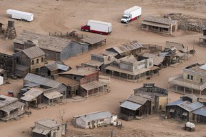 This aerial photo shows the Bonanza Creek Ranch in Santa Fe, N.M., Saturday, Oct. 23, 2021