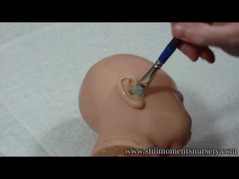 Blue wash to neutralize orange vinyl  - Reborn Doll Tutorial