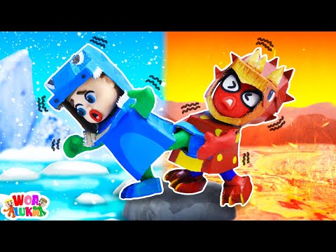 Hot vs Cold Challenge | Luka And Spiderman  Pretend Play In The Dinosaur World | WOA Luka Channel