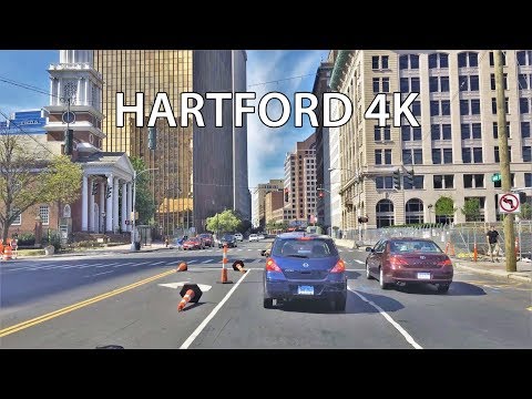 Driving Downtown - Hartford 4K - Connecticut USA