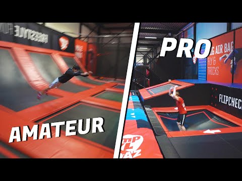 AMATEUR VS PRO TRAMPOLINE PARK CHALLENGES!!