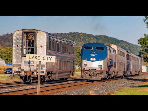 Amtrak Mini Empire Builder 8/28 on 9/28/21 picking up a SSL Observation Lounge car  in Lake City MN