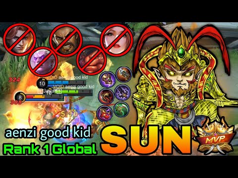 NonStop Gank Sun HyperCarry MVP Play! -  Top 1 Global Sun by aenzi good kid - MLBB