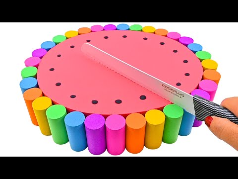 Satisfying Video | How To Make Rainbow Oval Birthday Cake with Kinetic Sand Cutting ASMR #312