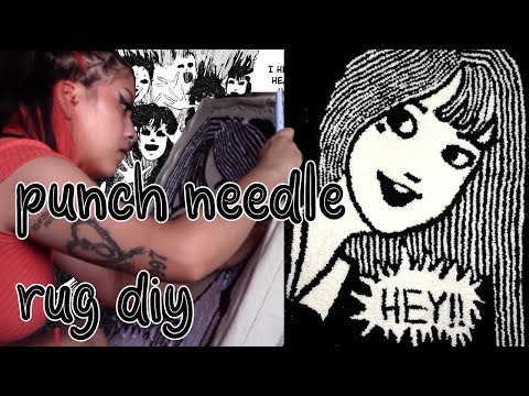 i tried making a punch needle manga rug (tomie by junji ito)