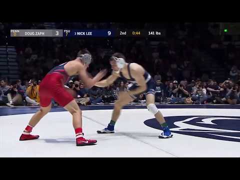 141 LBS: #3 Nick Lee (Penn State) vs. Doug Zapf (Penn) | 2019 B1G Wrestling