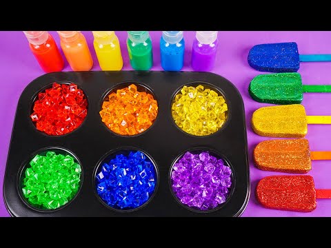 Satisfying Video l How To Make Ice Cream Stick With Glitter Color Tray Playdoh ASMR #277 Bon Bon