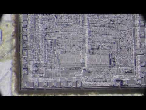 #321 Intel 8080 integrated circuit under the microscope