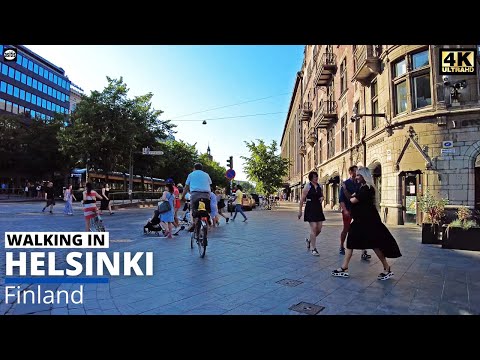 Hot Summer Evening Walk in Helsinki City Center - Mannerheimintie (16 July 2021)