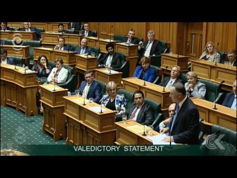 Former PM John Key makes valedictory speech in Parliament