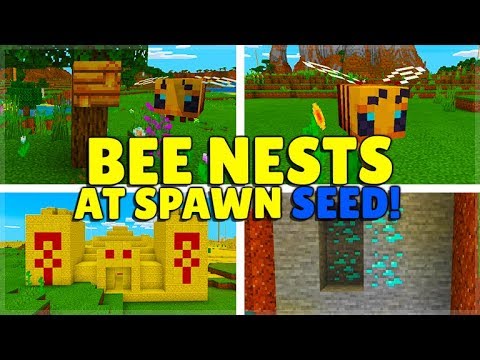 BEES & BEE NESTS AT SPAWN IN MINECRAFT SEED! Exposed Diamonds & More! (MCPE, Xbox, Switch, PC, PS4)