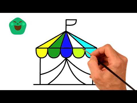 How to Draw a Circus Tent House with Water colour for kids easy simple Drawing coloring for children