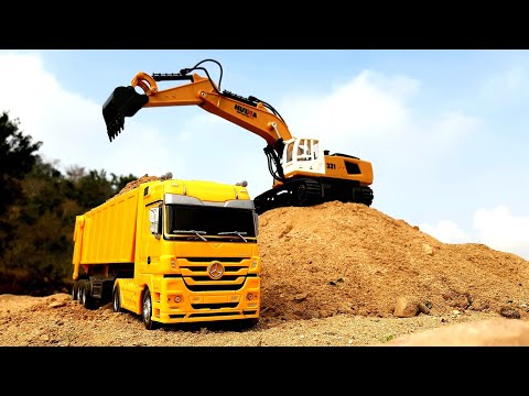 Huina RC Excavator & Mercedes Truck In Action | RC Dump Truck | Construction Vehicles | Auto Legends