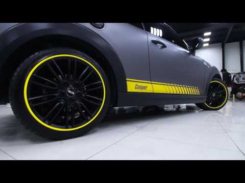 Mini cooperS 2016 full body wrapped in matte gray & strippers in yellow by RoyalCar3M