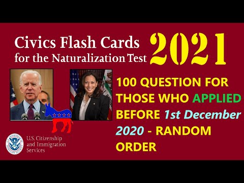 US citizenship 100 Civics questions for naturalisation interview 2021 exam - Random order