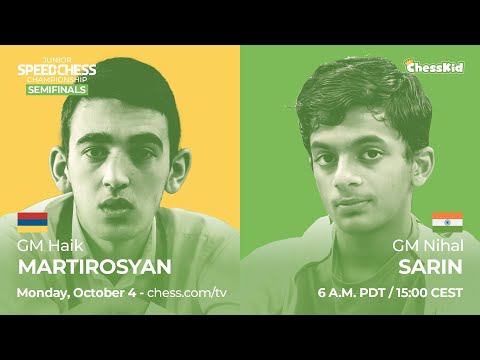 Nihal vs Martirosyan | Junior SCC Semifinals hosted by GM Hess and IM David Pruess