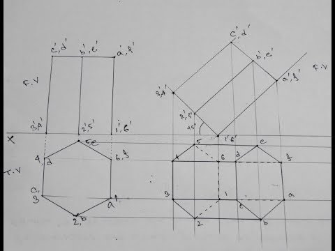 projection of hexagonal prism (solid) !! demonstrated with model !! All In One