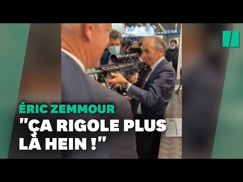 Éric Zemmour pointe un fusil de sniper sur des journalistes au Milipol